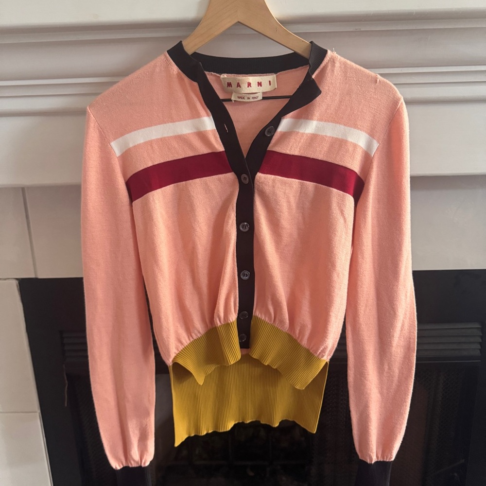 MARNI colorblock knit cardigan in pink